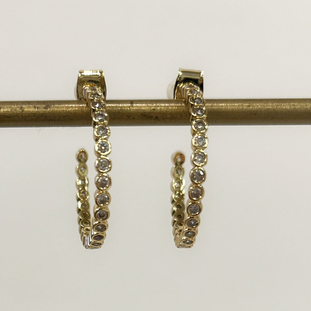 Earrings - 14K Gold Plated CZ Hoop