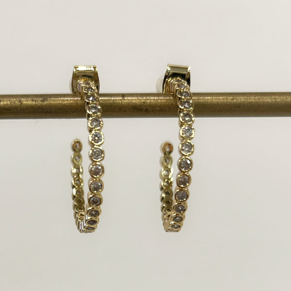 Earrings - 14K Gold Plated CZ Hoop