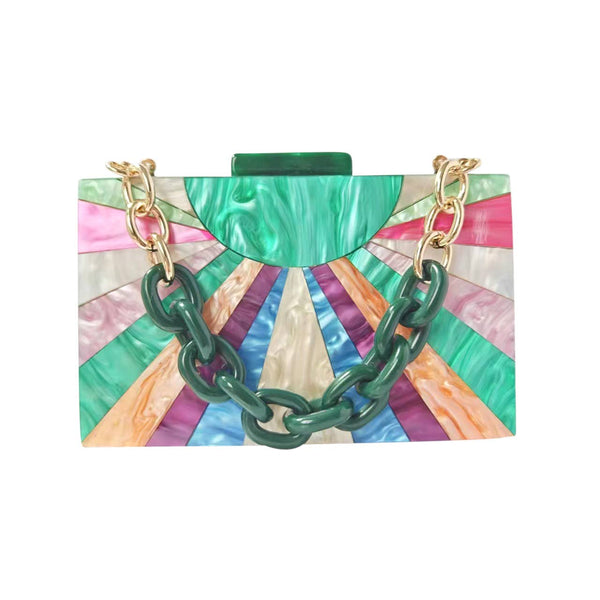 Purse - Celeste Green Acrylic Clutch Bag