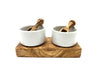 Olive Wood Set of Salt Bowls w/Salt Shovel