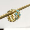Earrings - Gold, CZ & Turquoise Hoop Huggies