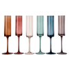 Flutes - Muted Rainbow Champagne Flute Stemmed Glasses Set of 6