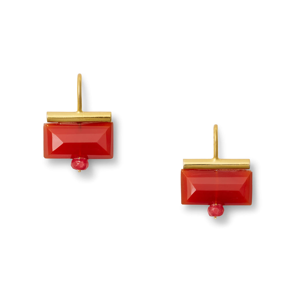 Earring - Carnelian Tile Earring