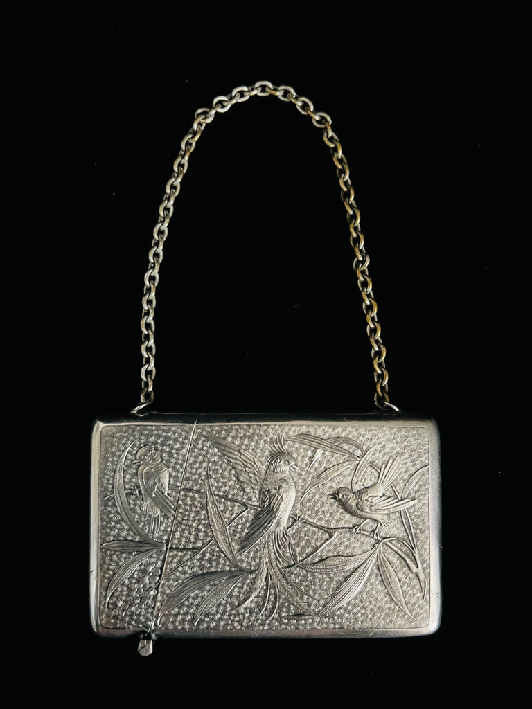 Estate Collection - Silver Art Deco Card Case with Birds