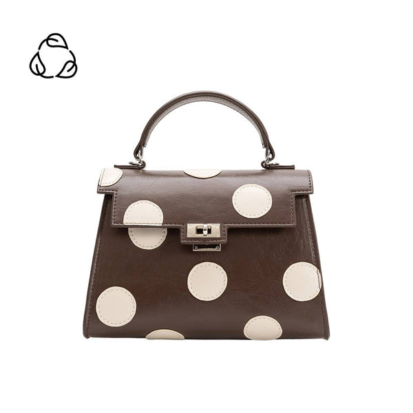 Purse - Maisel Chocolate Vegan Polka Dot Top Handle Bag