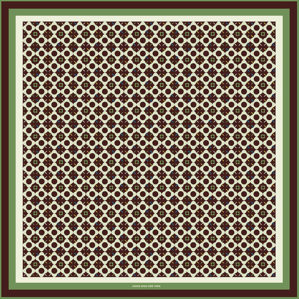 Scarf - Double Sided Silk Scarf Of Polka Dot Bloom - Brown