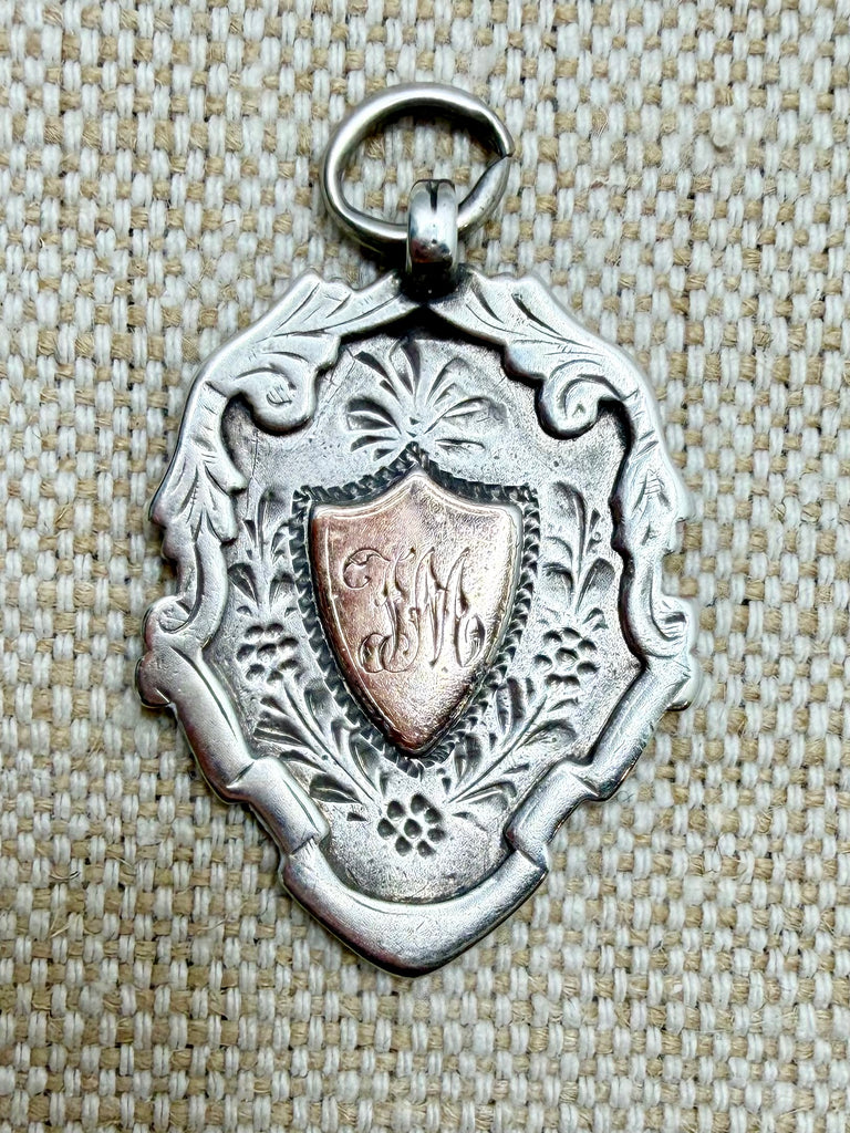 Estate Collection - Fob - Sterling Engraved Shield Watch Fob