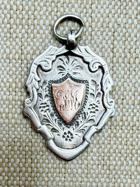 Estate Collection - Fob - Sterling Engraved Shield Watch Fob