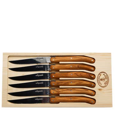 Knives - Steak Knives Set with  Olive Wood Handles in a Box