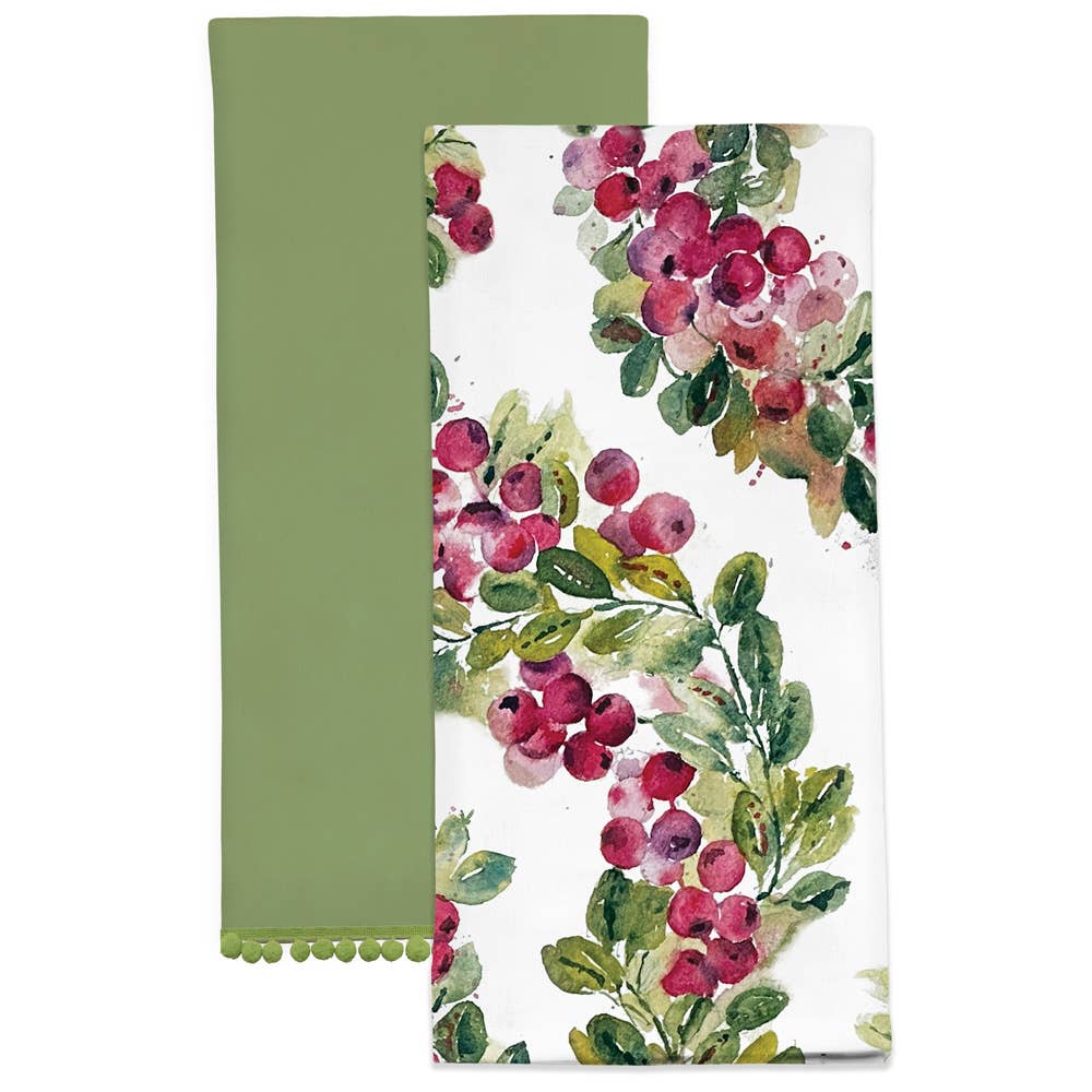 Towel - Cranberry Wreath Cotton Tea Towels