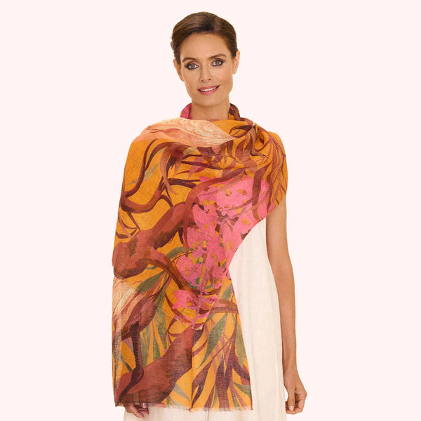 Scarf - Linen/Cotton Oriental Crane Scarf
