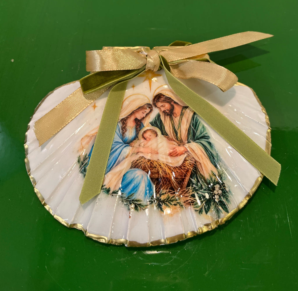 Ornaments - Nativity on Irish Flat Shell by Fouts and Finch