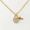 Necklace - Mother of Pearl Tiny Heart & Key Necklace