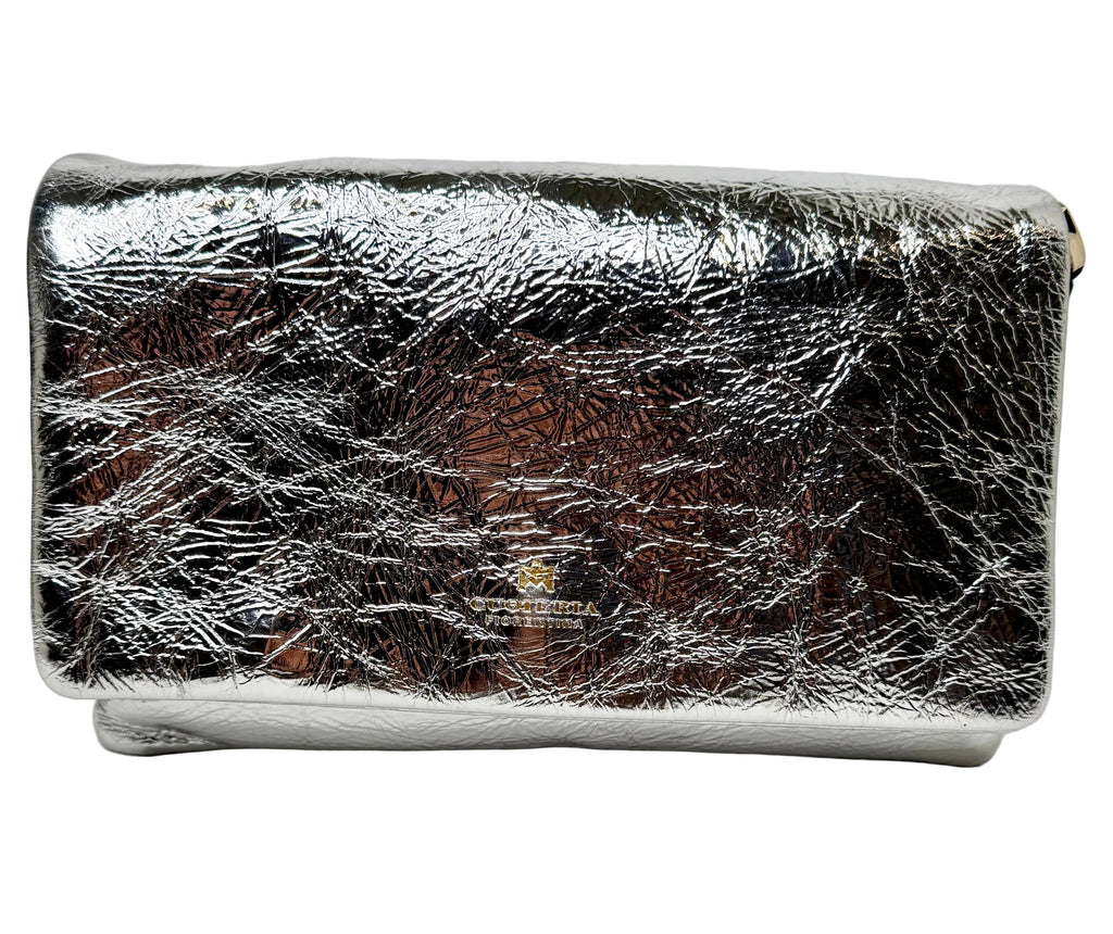 Cuoieria Fiorentina - Patty Small Metallic Flap Bag in Silver