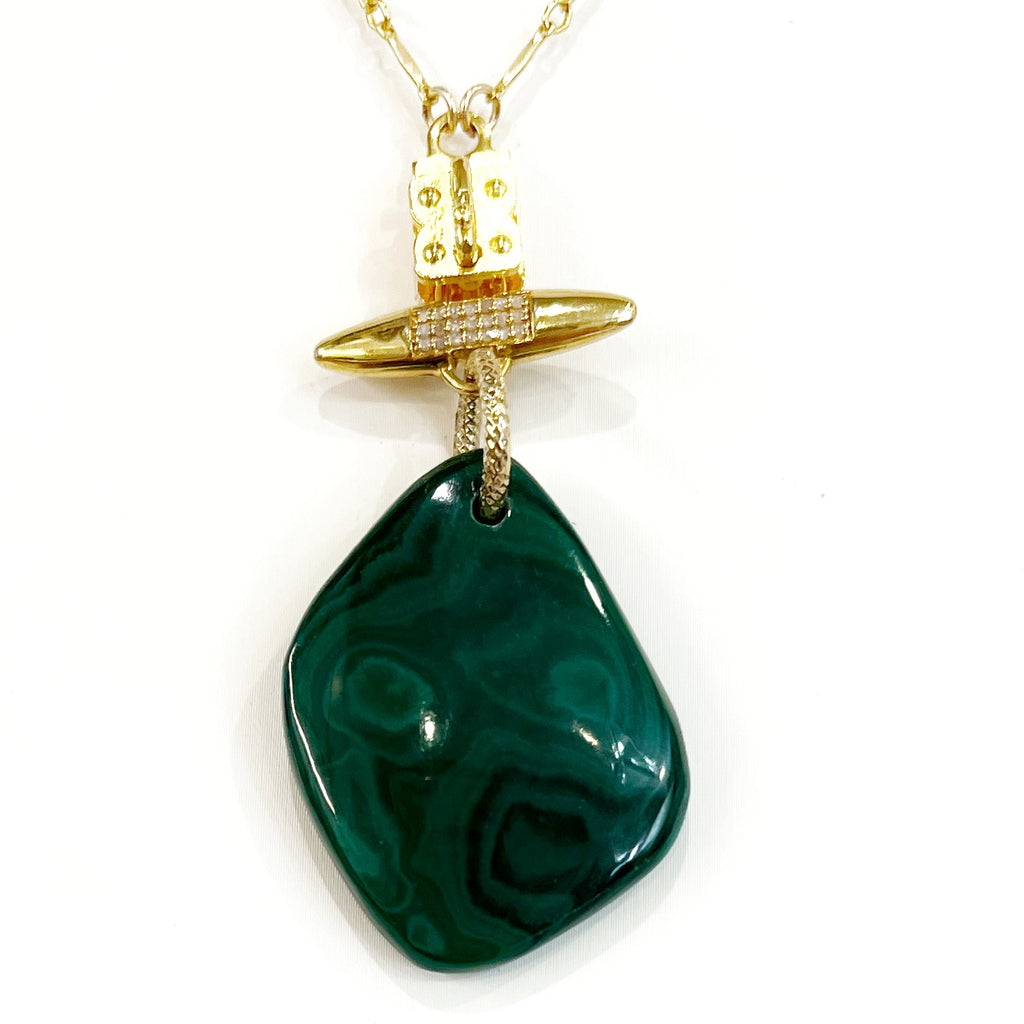 Vignette - Large Malachite Stone Dropped From Diamond Dart Bar