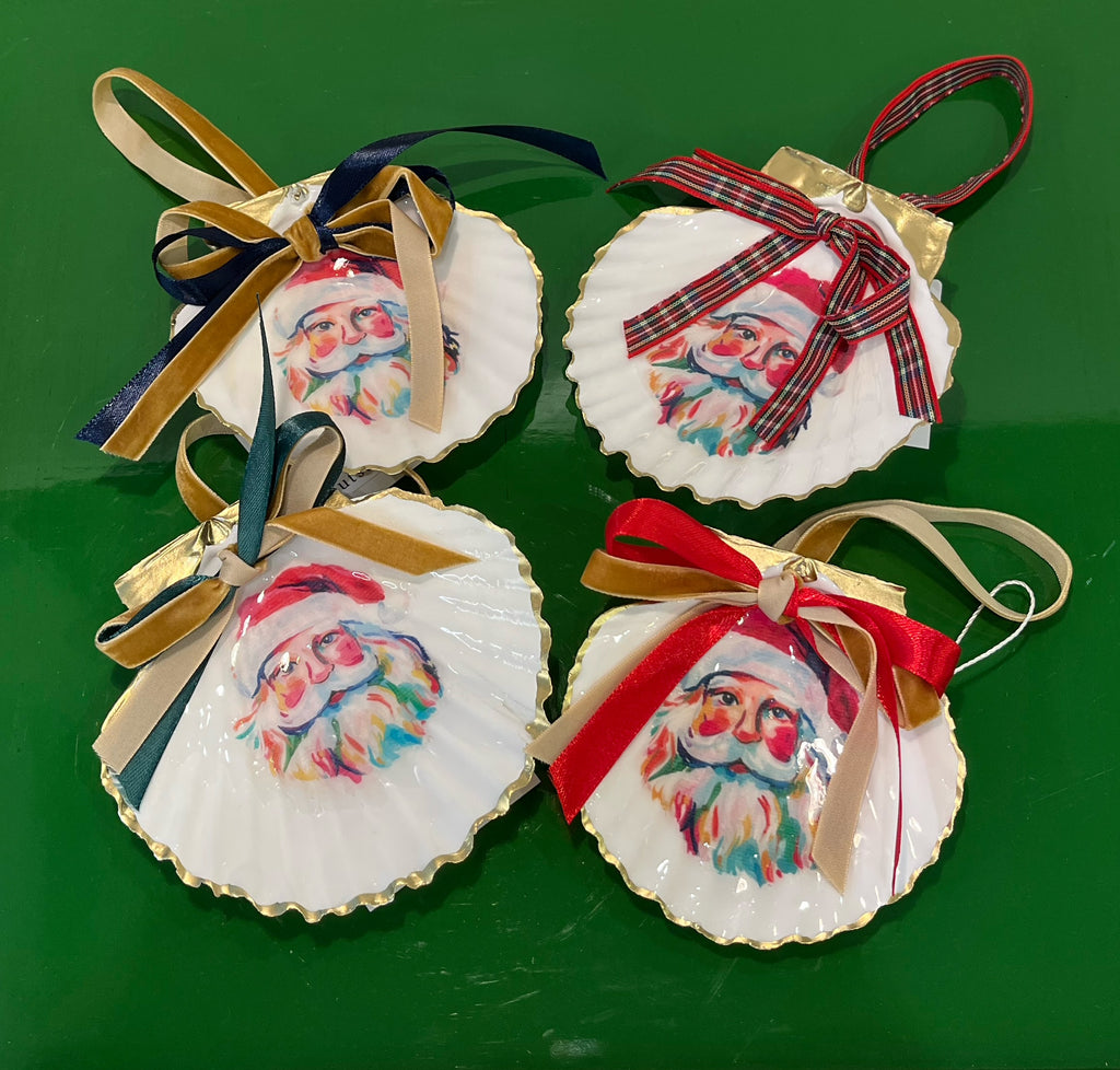 Ornaments - Santa on Scallop Shell by Fouts and Finch
