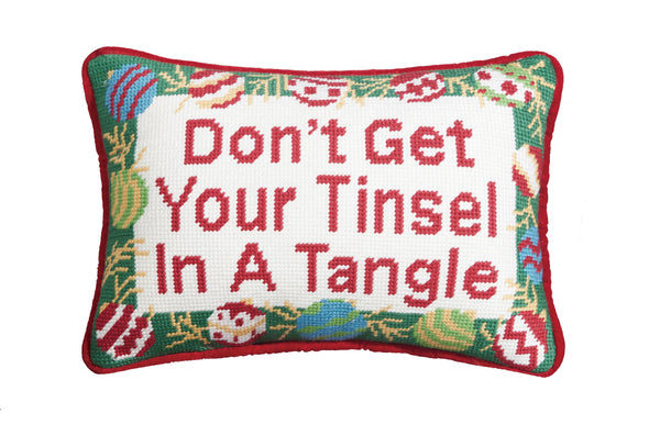 Pillow - Tinsel Tangle Embroidered Needlepoint Pillow