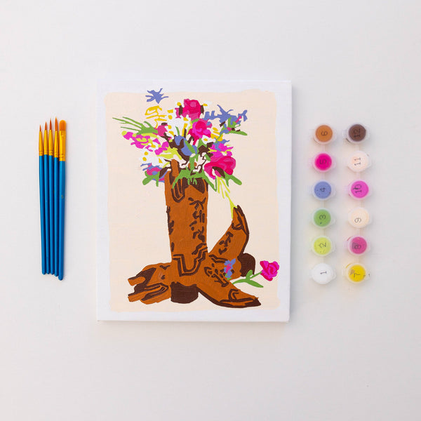 Paint by Numbers - Cowboy Boots and Flowers