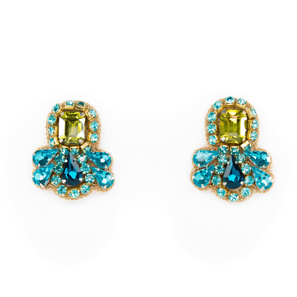 Earrings - Sadie Studs in Teal/Citrine