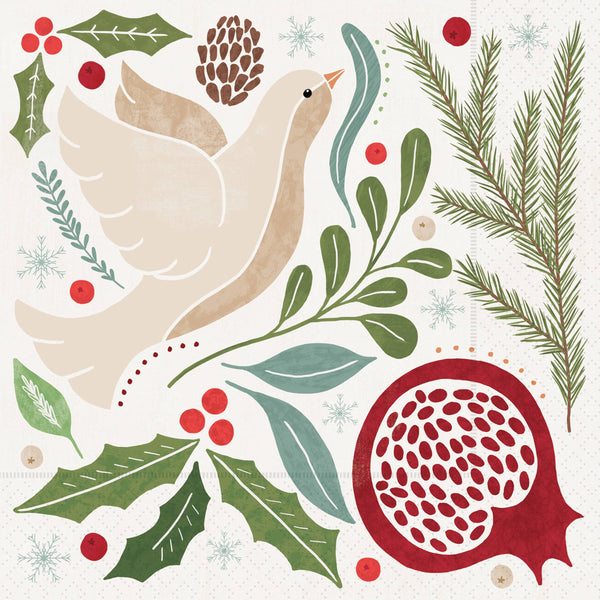 Lunch Napkins Winter Berry Dove Christmas