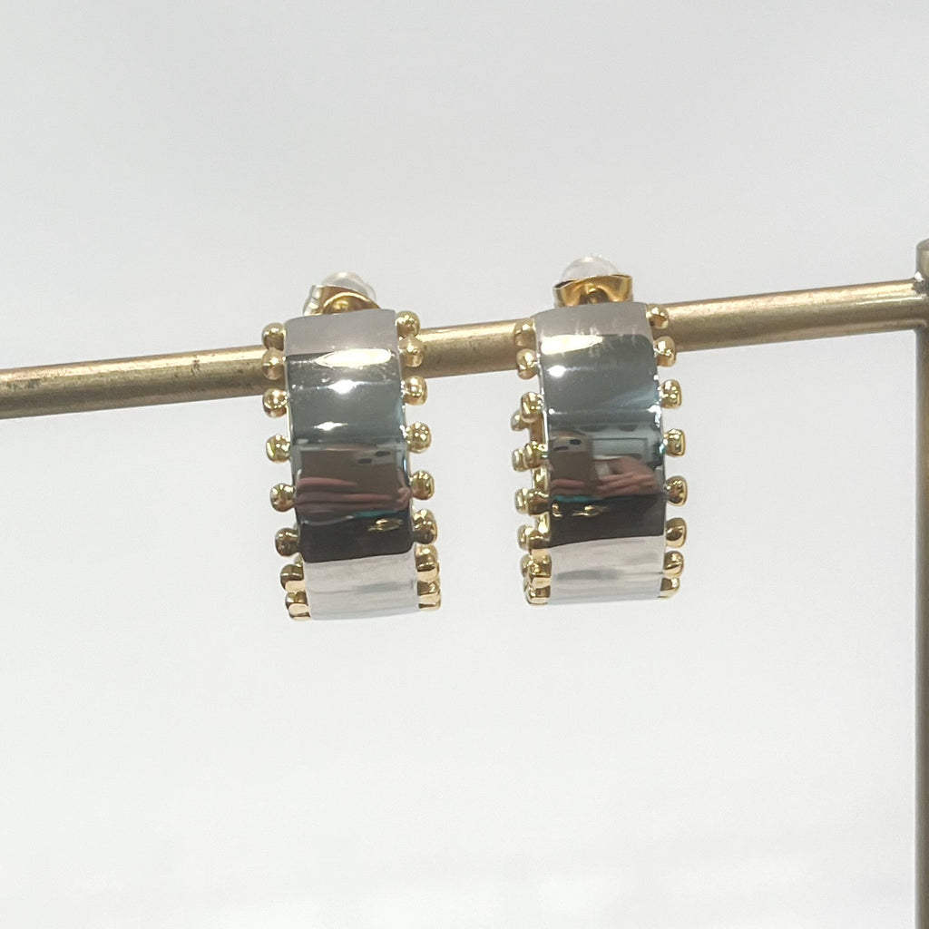 Earrings - Two Tone Thick Hoop