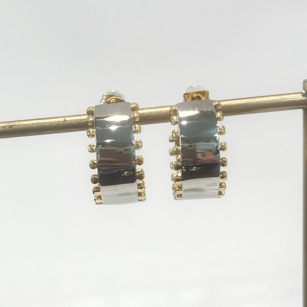 Earrings - Two Tone Thick Hoop