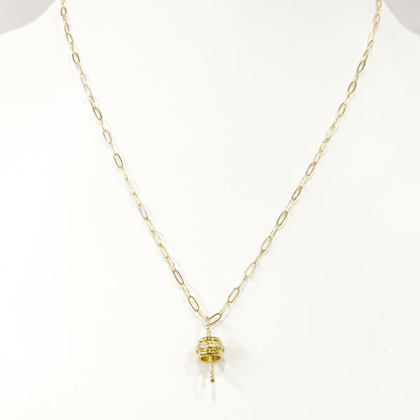 Necklace - Roundel w/Marquis Link on Paperclip Gold Chain