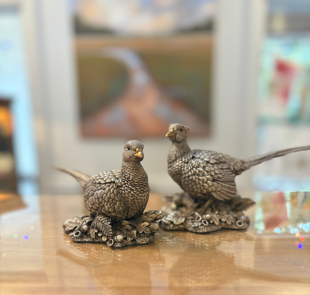 Estate Collection - Vintage Sterling Pair of Pheasant Sculptures