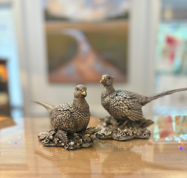 Estate Collection - Vintage Sterling Pair of Pheasant Sculptures
