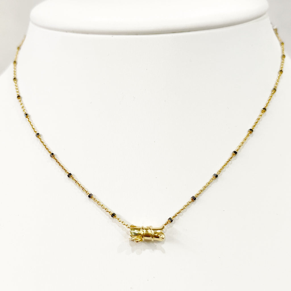 Necklace - Pyrite Station Chain w/Mini Tulip Bead
