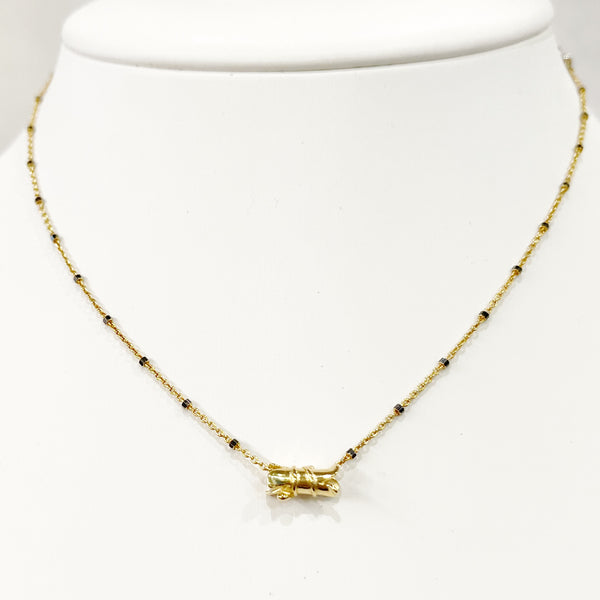 Necklace - Pyrite Station Chain w/Mini Tulip Bead
