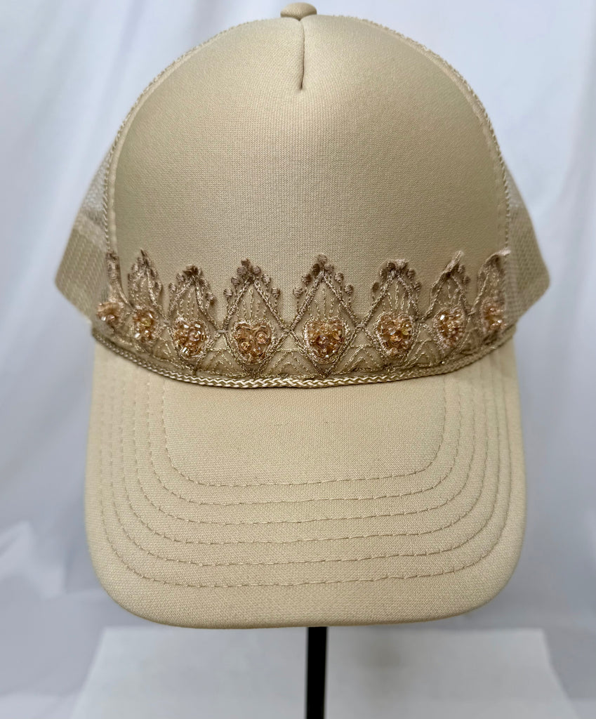 Revelry Bloom Mardi Gras Trucker Hats - Tan