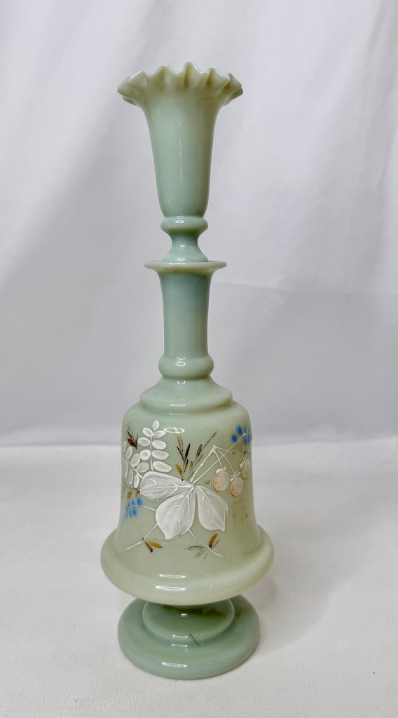 Estate Collection Bristol Glass - Green Ruffle Lidded Vase