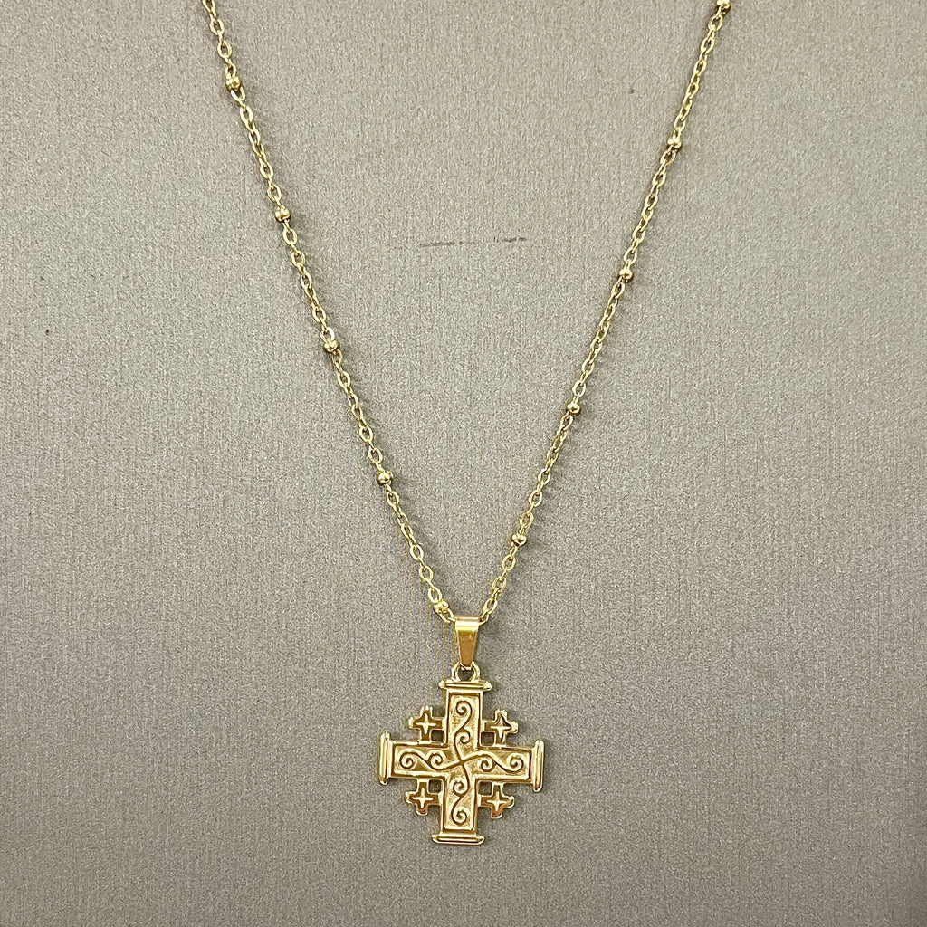 Necklace - Jerusalem Cross - Gold