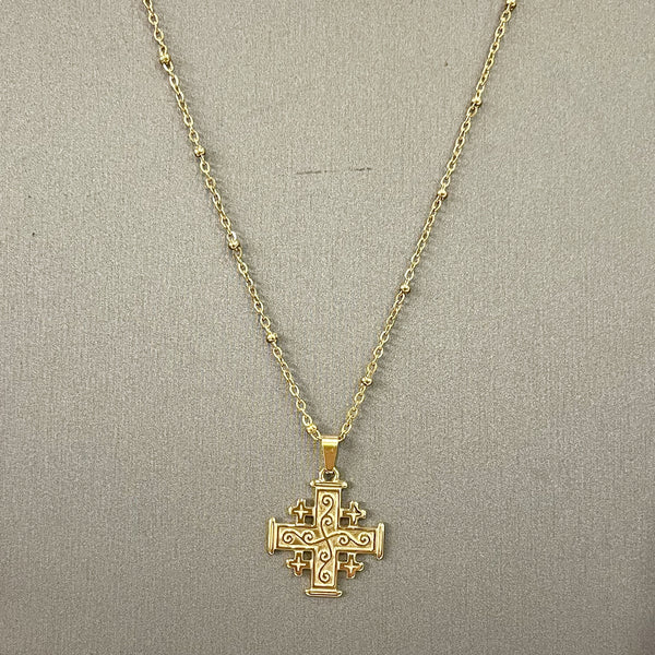 Necklace - Jerusalem Cross - Gold