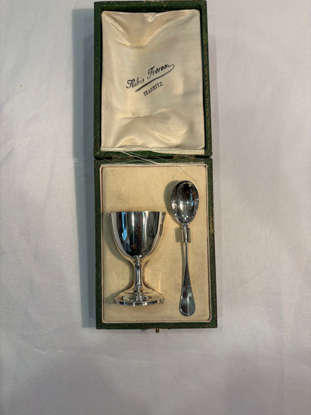 Estate Collection - Vintage French Silver Baby Egg Cup & Spoon Set
