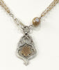 Necklace - Antique Sterling English Watch Fob Necklace w/Pearl & Glass Beads