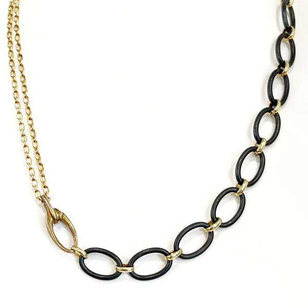 Necklace - Nico Black & Gold Cable Chain