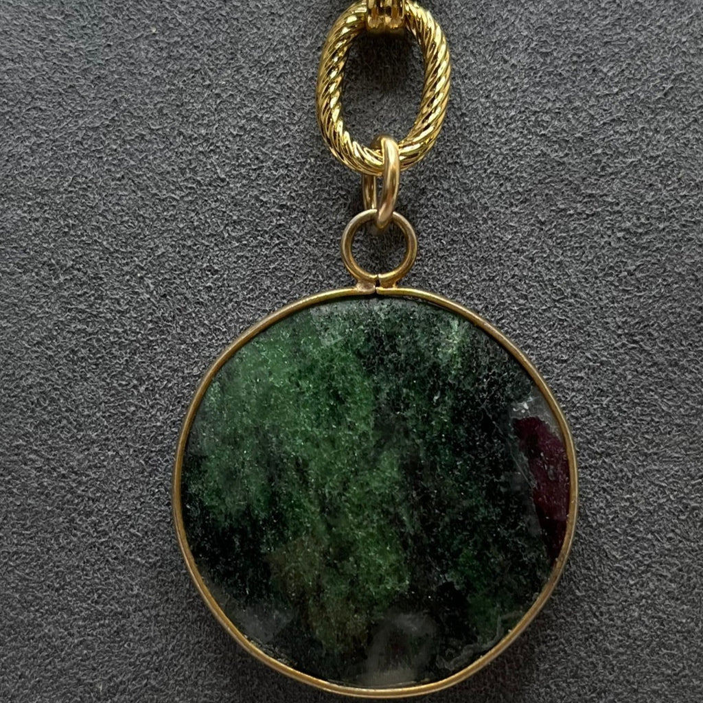 Vignette - Ruby Zoisite set in Gold Bezel