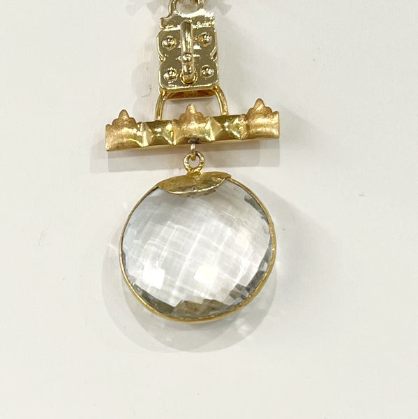 Vignette - Facetted Round Stone on an Evangeline Bar - Crystal Quartz