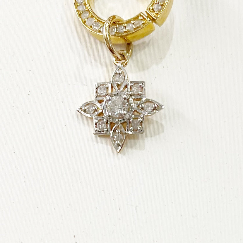 Diamond Deco Flower Pendant - 14K Gold