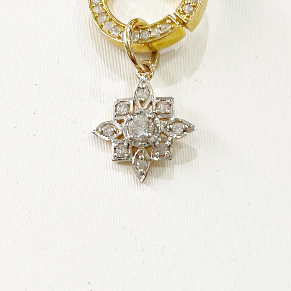 Diamond Deco Flower Pendant - 14K Gold