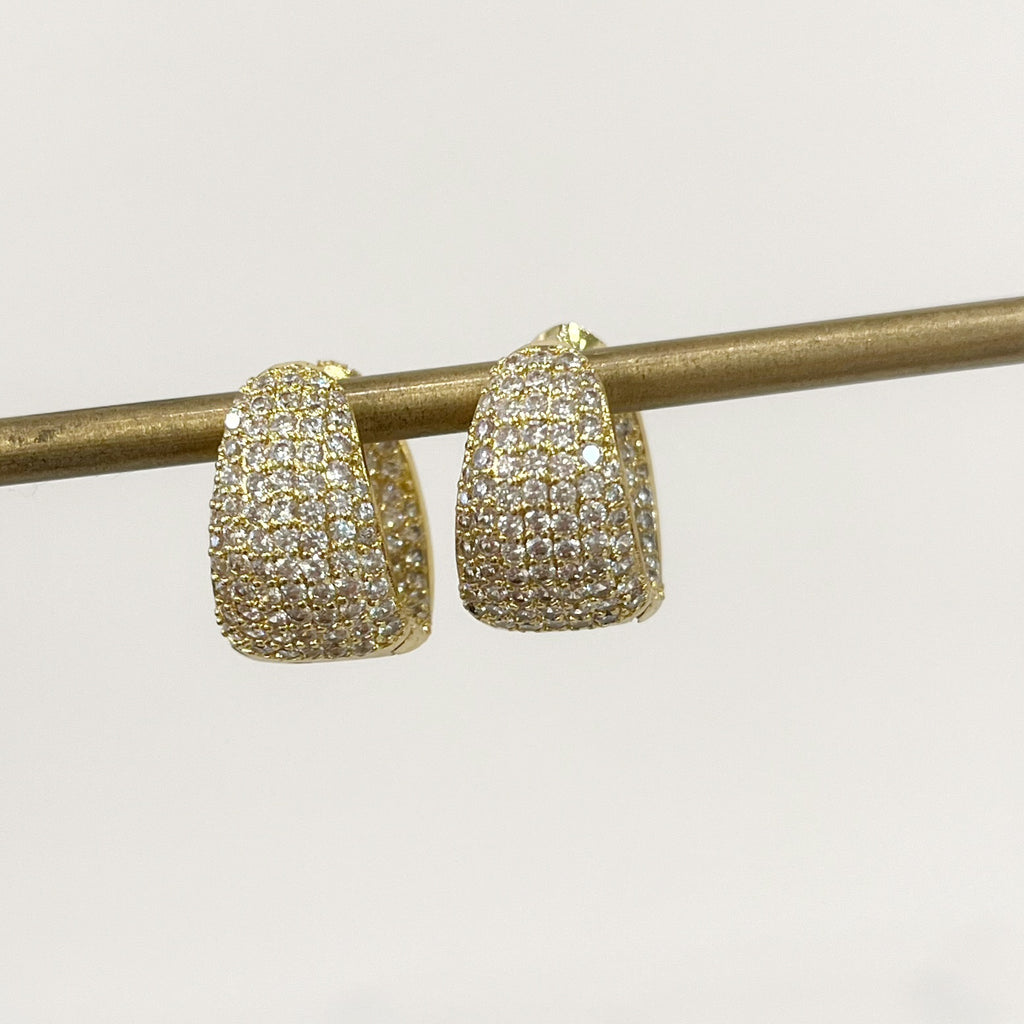 Earrings - Gold CZ Pave Inside Out Huggie