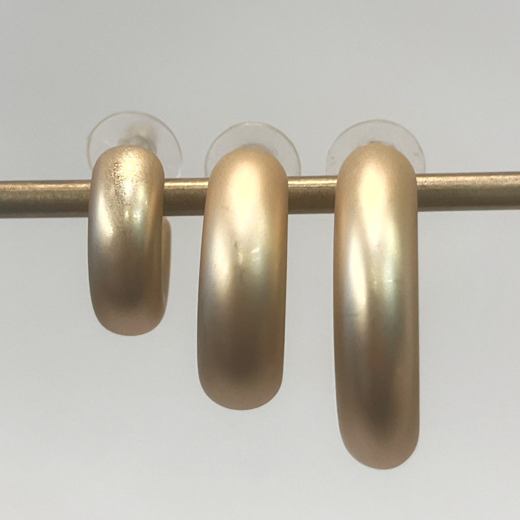 Earrings - Matte Gold Hollow Hoops
