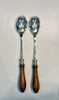 Estate Collection - Vintage Silver Salad and Wood Server Set