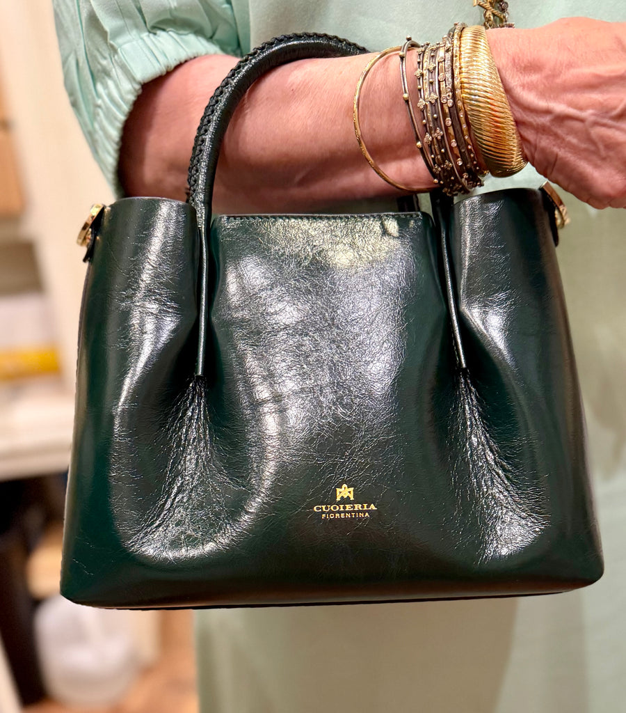 Cuoieria Fiorentina - Candy Small Tote Bag in Vintage Green Leather
