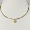 Rainbow Tourmaline & Gold Bead w/Gold Filled Religious Medal