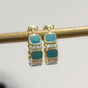 Earrings - Gold, CZ & Turquoise Hoop Huggies