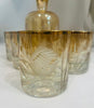 Estate Collectyion - Vintage Crystal Etched Gold Trim Decanter With Lowball Tumblers