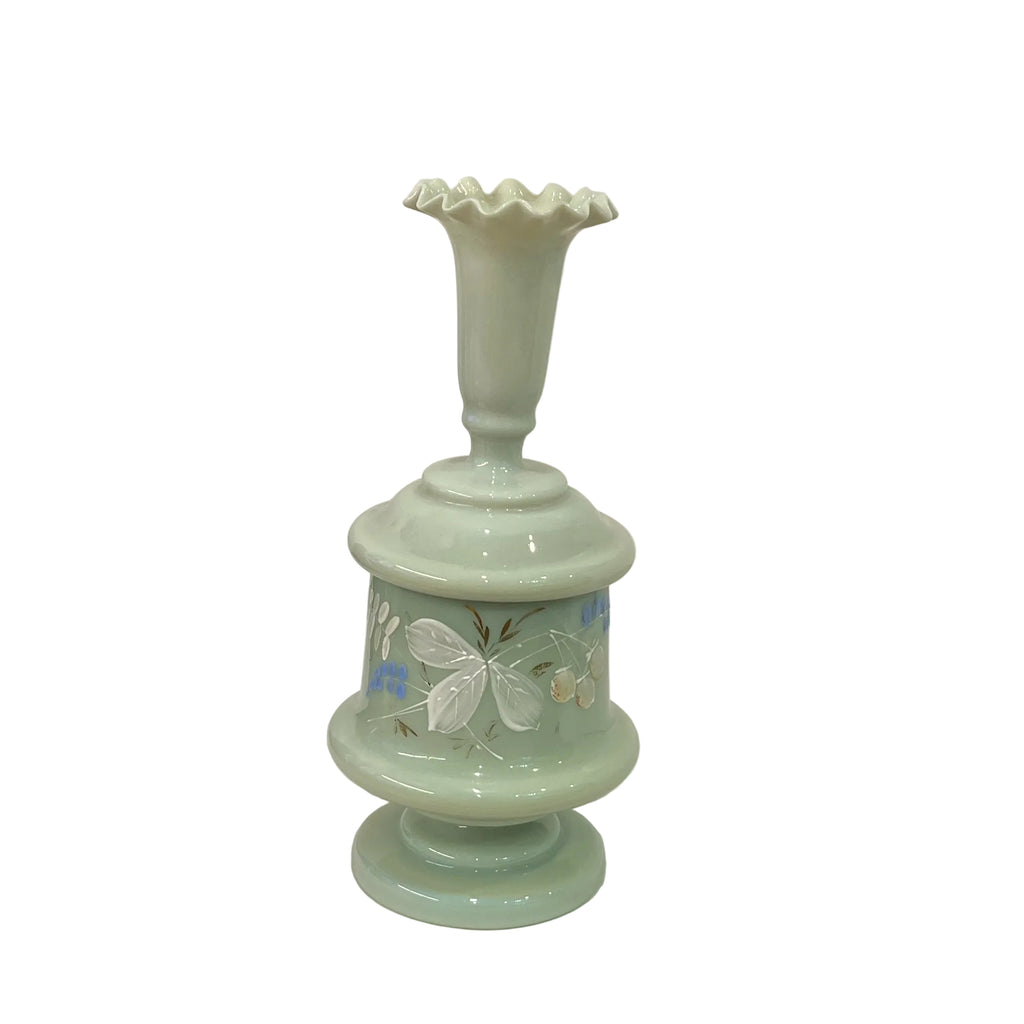 Estate Collection Bristol Glass - Green Ruffle Lidded Jar